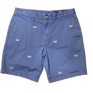 Vineyard Vines Mens Blue Shorts Green Whale Cotton Sz 33x8